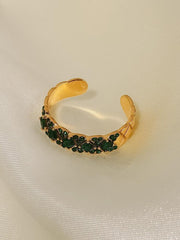 18K Gold Set White Green Diamond Lattice Diamond Open Ring