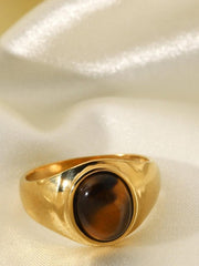 18K Gold Obsidian Ring