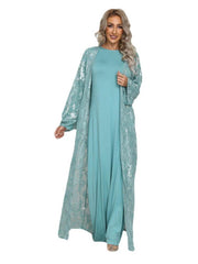 Lace Embroidered Sequin Loose Middle East Two Piece Set
