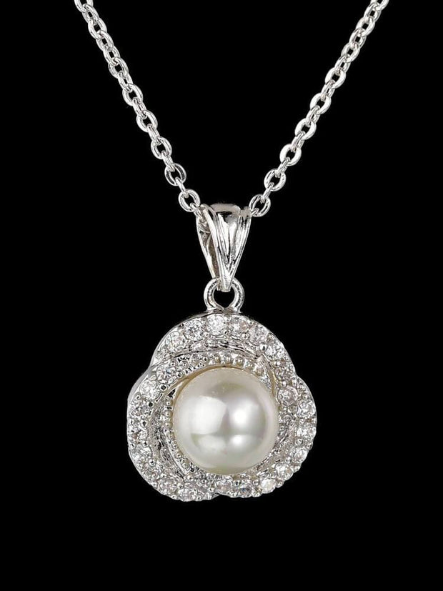 Pearl Zircon Inlaid Necklace