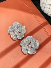 925 Silver Needle Rose Petal Earrings