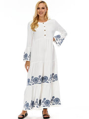 Women's Flare Sleeve Embroidered Dress