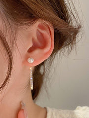 Silver Needle Pearl Micro Set Zircon Earrings