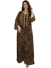 Leopard Hot Diamond Arab Muslim Dress Robe