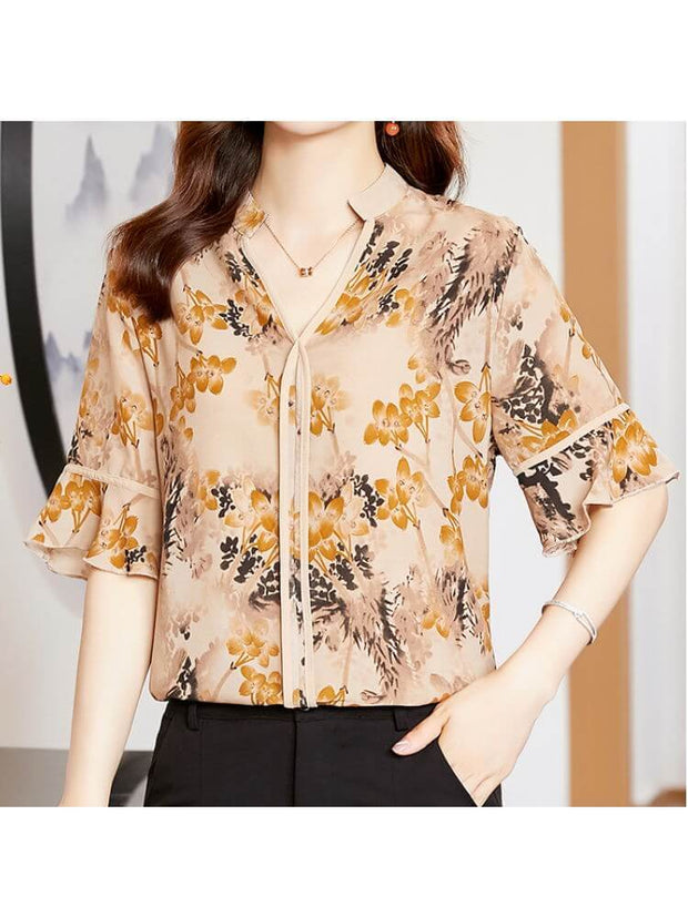 Women's Floral Chiffon Shirt