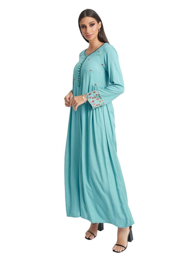 Rayon Floral Long Sleeve Dress