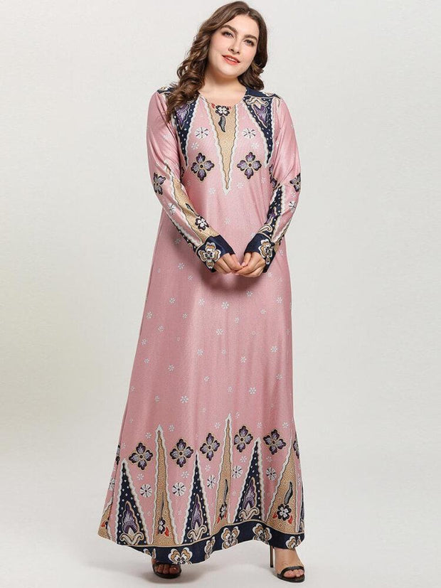 Women's Knitted Long Sleeve Printed Dress