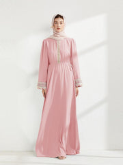 Waist Embroidered Muslim Chiffon Long Dress