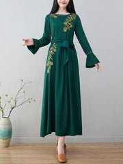 Women's Long Sleeve Embroidered Dress