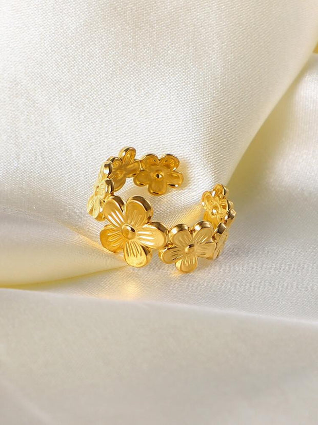 18K Gold Flower Open Ring