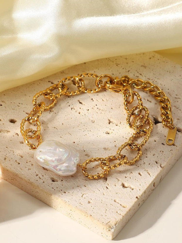 18K Gold Plated  Pearl Twist Chain