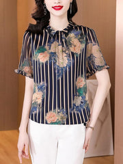 Women's Striped Floral Shirt