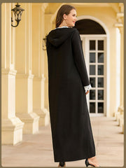 Lace Hooded Hand Sew Drill Abaya