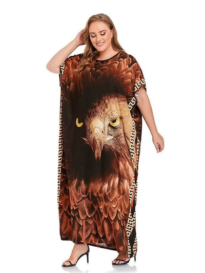 Women's Loose Animal Print Dress Kaftan