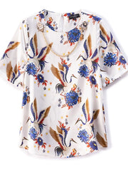 Printed Short Sleeve Chain Blouse