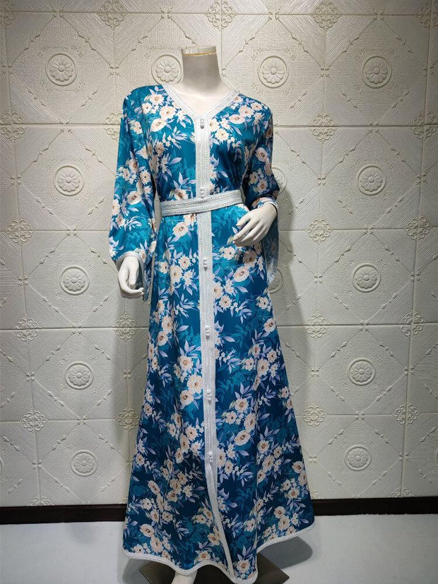 Women's Print Floral Side Jalabiya Dress