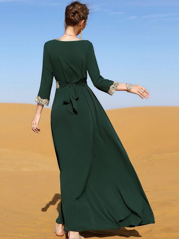 Women's Embroidered Lace Elegant Jalabiya Dress