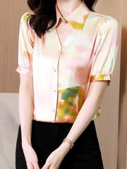 Hollow Tie Dyed Short Sleeved Top
