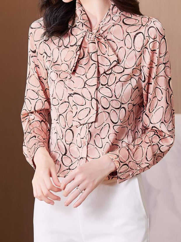 Printed Lace Up Long Sleeved Shirt