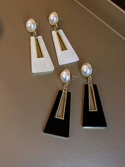 Silver Needle Acrylic Geometric Earrings