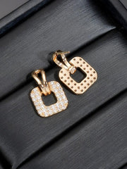 Geometric Square Gem Inlaid Earrings