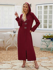 Hand Sewn Diamond Hooded Robe Abaya