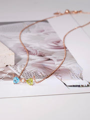 925 Silver Olivine Double Love Heart Pendant Necklace