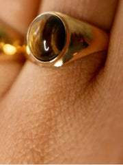 18K Gold Obsidian Ring