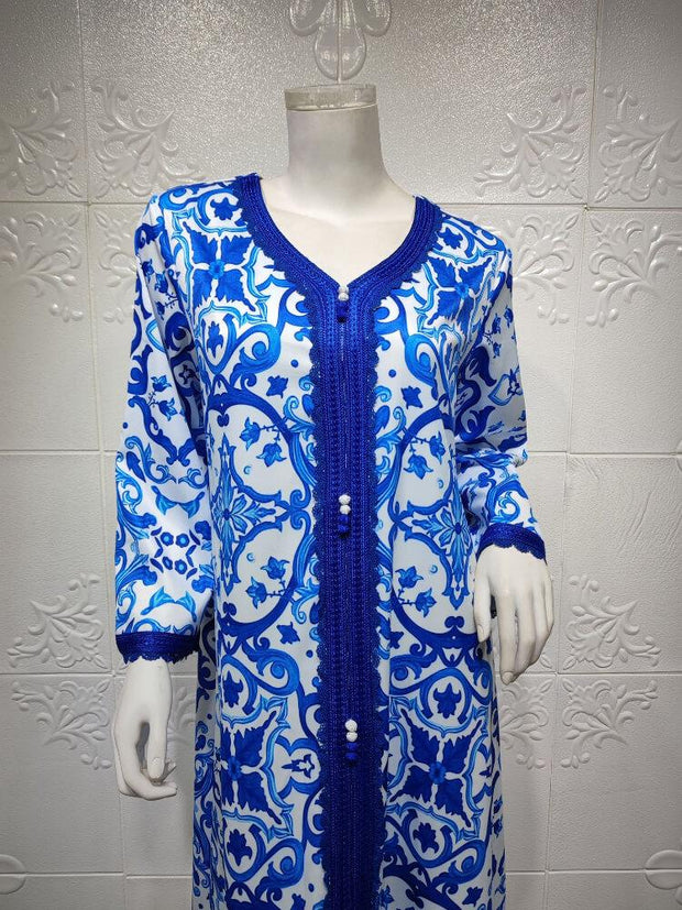 Women's Printed Robe Jalabiya Dress