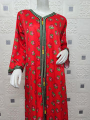 Printed Ribbon Jalabiya Dress