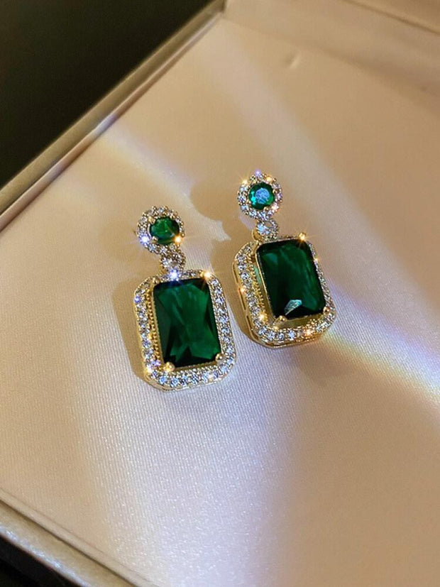 Women's Zircon Emerald Necklace Earring Set