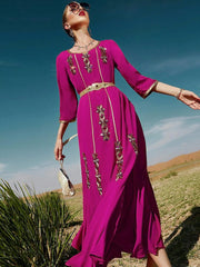 Women's  Embroidery Print Dress Jalabiya