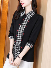 Long Sleeve Patchwork Blouse
