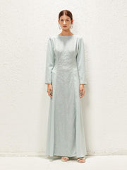 Round Neck Solid Color Patchwork Sequin Arabian Dress