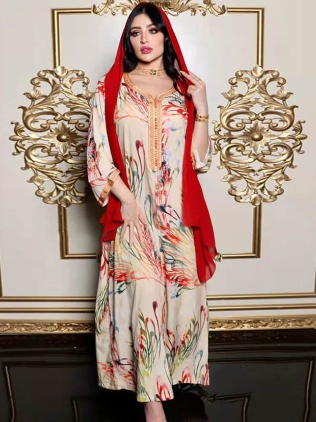 Printed Jalabiya Dress