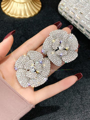 925 Silver Needle Rose Petal Earrings