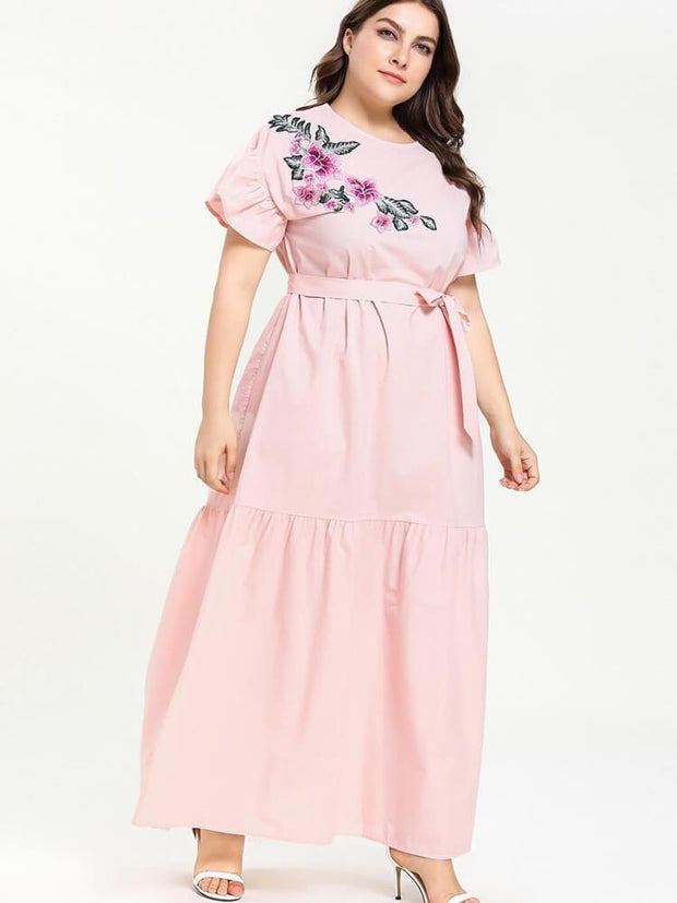 Embroidered Ruffle Short Sleeved Jalabiya