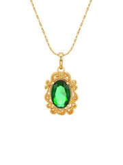 Gold Lace Artificial Gemstone Necklace