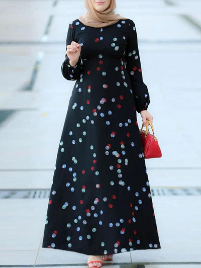 Printed Long Sleeved Jalabiya Dress