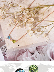 925 Silver Olivine Double Love Heart Pendant Necklace