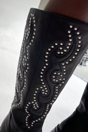 Leather Black Studded Boot