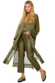 Khaki Vegan Leather Trouser