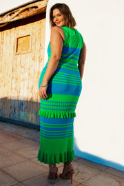 Blue And Green Knit Luxe Dress