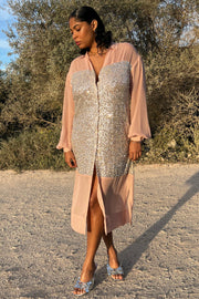 Sequin Mix Lila Shirt Dress