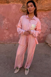 Pink Stripe Elissa Wide Leg Trousers