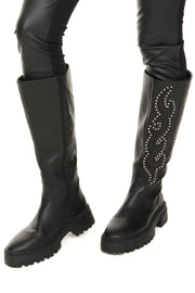 Leather Black Studded Boot