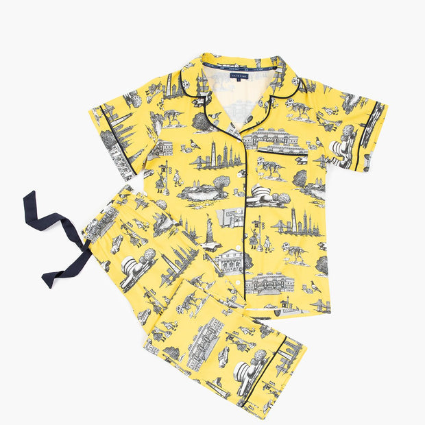 New York Toile Pajama Set - Yellow