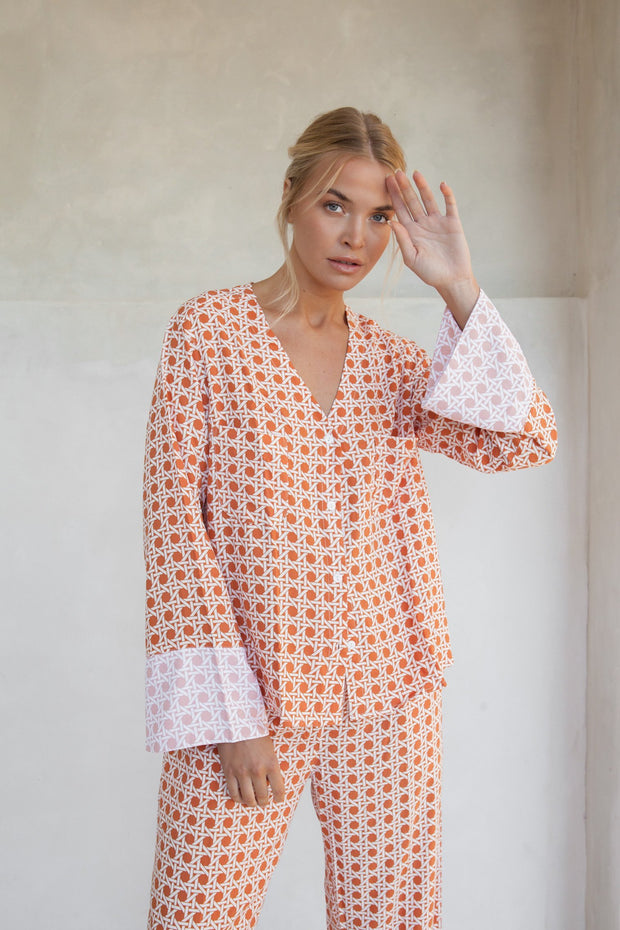 Bonnie Long Pyjama Set - Rattan Rust