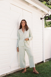 Annabel Long Pyjama Set - Reverse Dot Sage Green
