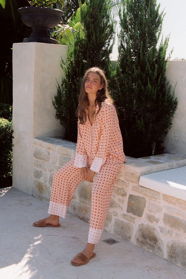 Bonnie Long Pyjama Set - Rattan Rust